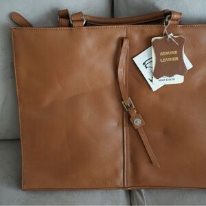 Genuine Leather Tan Tote Bag